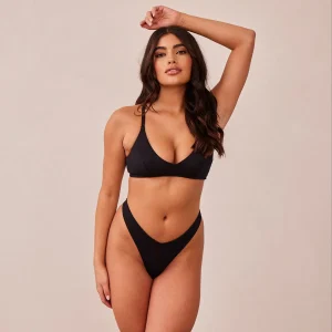 Ribbed Triangle Soutien-Gorge - Noir