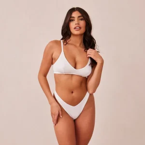 Ribbed Triangle Soutien-Gorge - Blanc