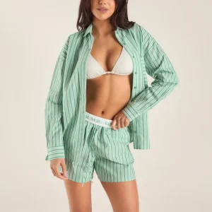 Chemise Oversize à Rayures - Vert