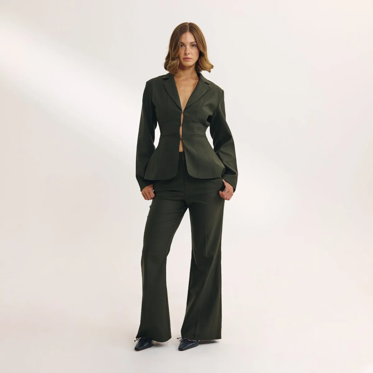 Pantalon Évasé - Vert Foncé – Image 2