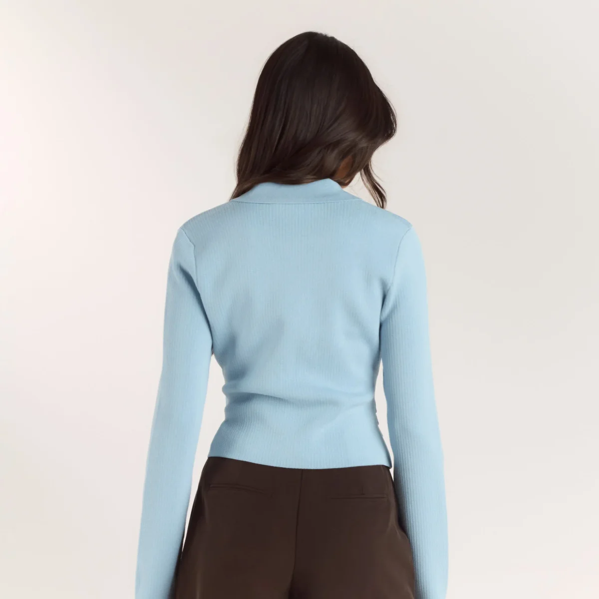Gilet en Maille Côletée - Bleu Clair – Image 3