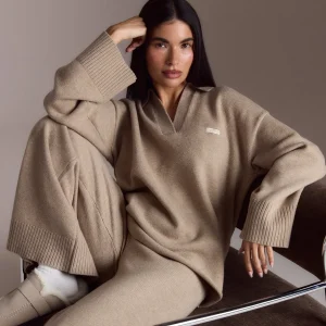 Pull à Col Boutonné - Vison