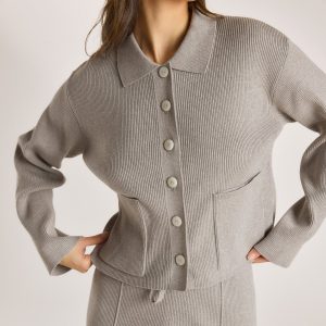 Chemise Oversize en Tricot - Gris Chaud