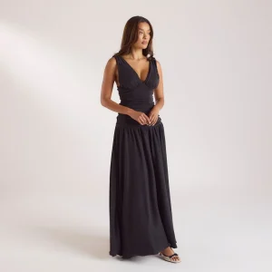 Robe Maxi en Mélange de Cupro - Noir