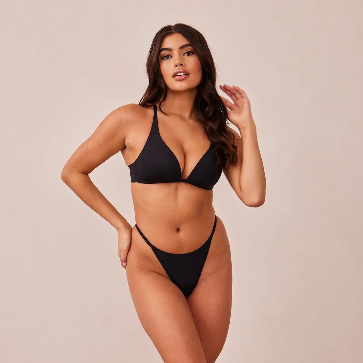 Light Plunge Soutien-Gorge T-Shirt Sans Armatures - Noir