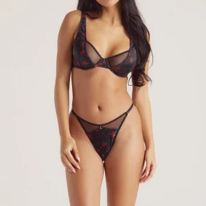 Rose Balcony Soutien-Gorge - Noir