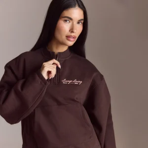 Pull avec Quart de Zip Lounge Living - Chocolat