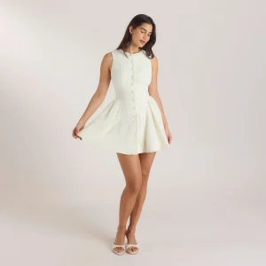 Robe Mini Brodée - Crème