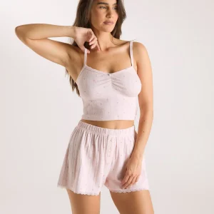 Caraco de Pyjama en Pointelle - Rose Floral