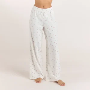 Pantalon de Pyjama Côtelé - Blanc Floral