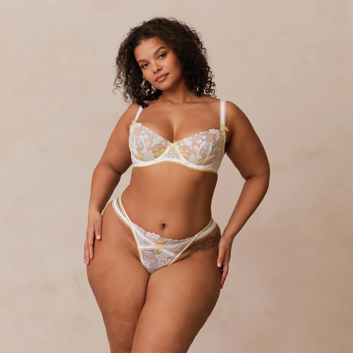 Fleur Balcony Soutien-Gorge - Blanc et Jaune – Image 8