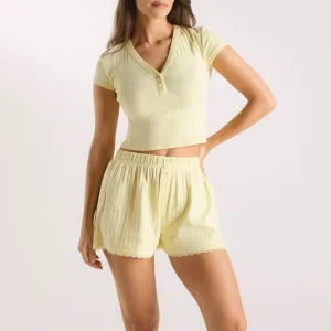 Haut de Pyjama en Pointelle  - Bouton d'or