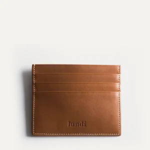 Porte-cartes en cuir lisse ~ KARL - COGNAC