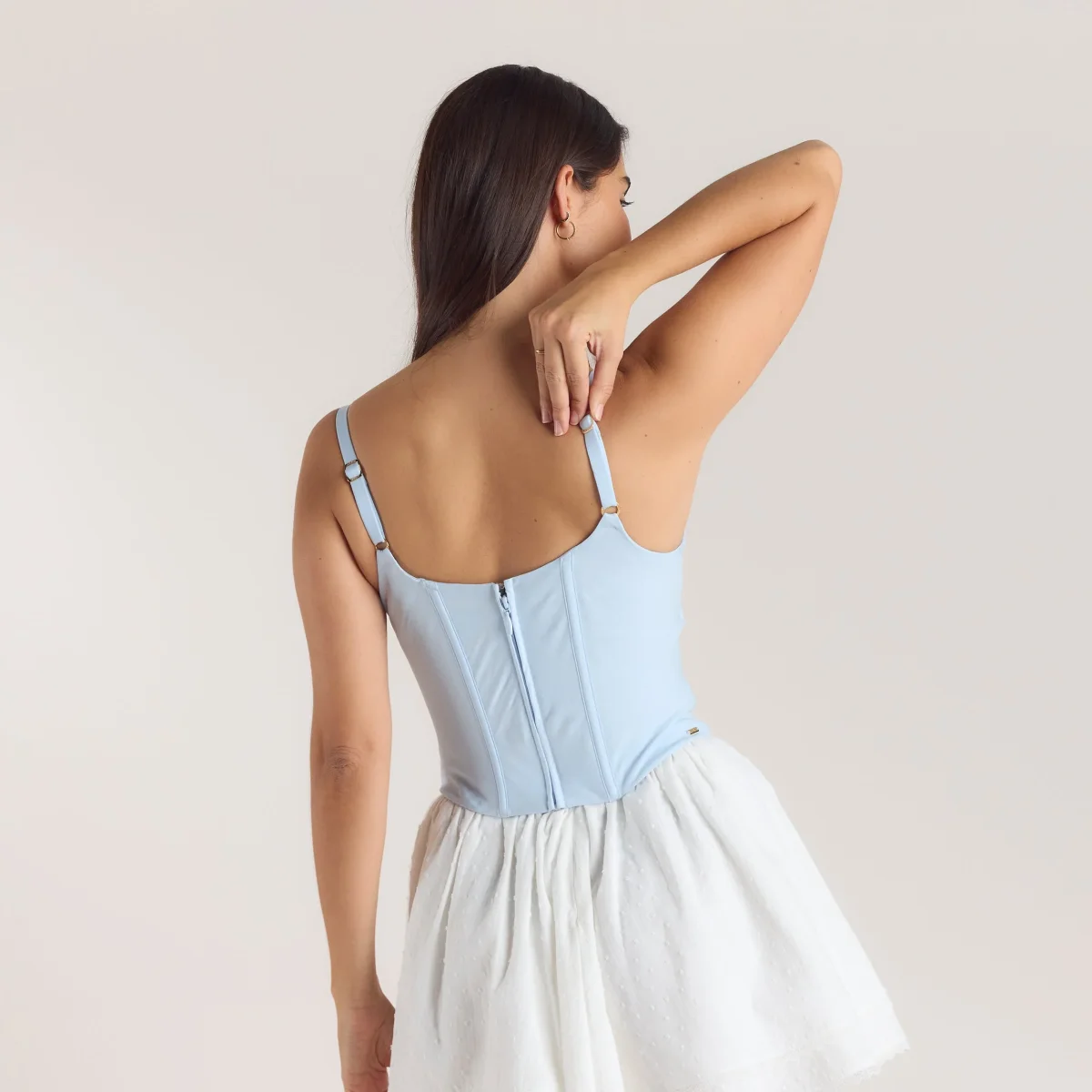 Top Corset à Motif Floral - Bleu – Image 4