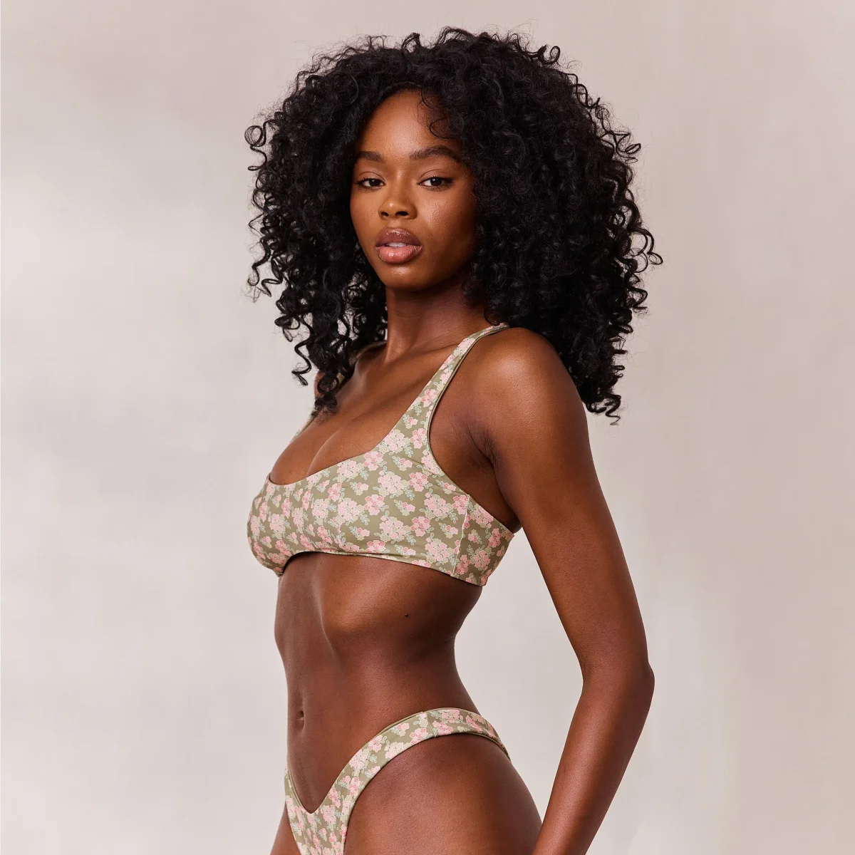 Plongeant Haut de Bikini Réversible - Vert/Floral – Image 3