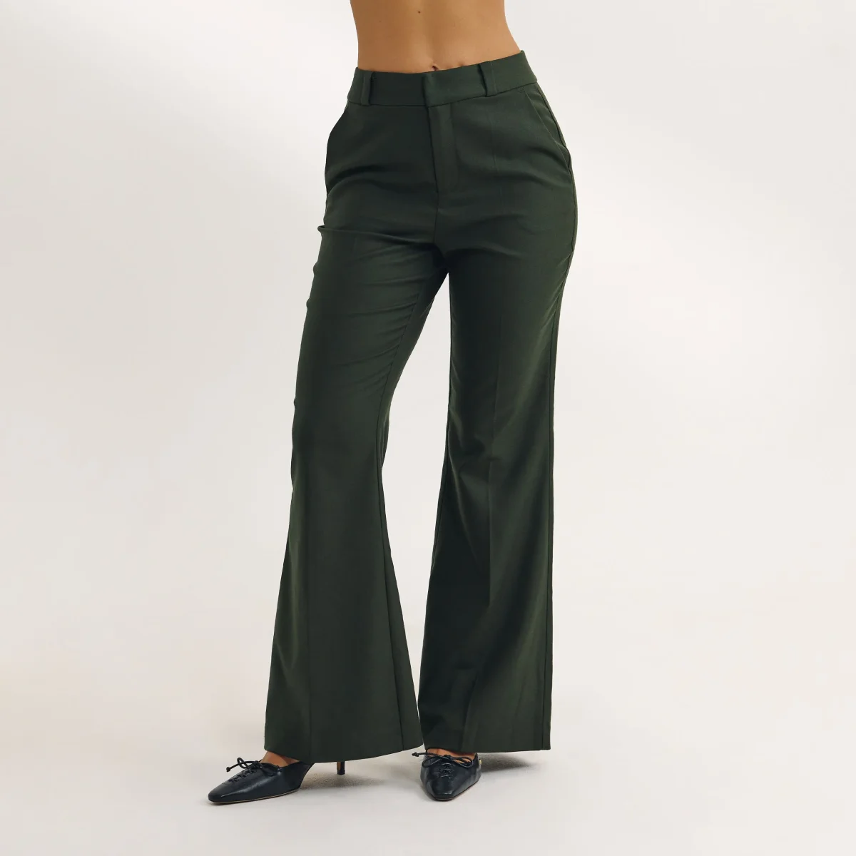 Pantalon Évasé - Vert Foncé – Image 3