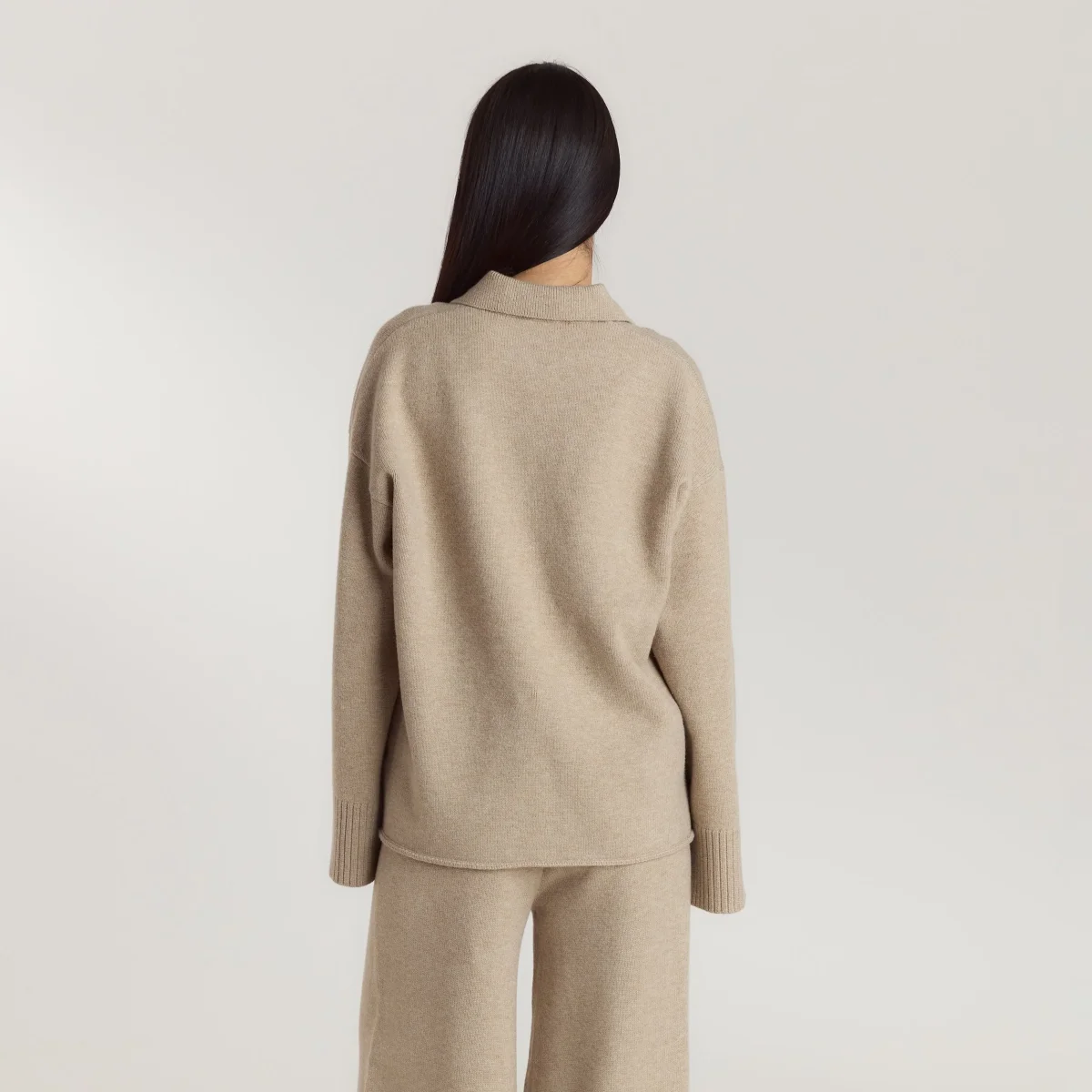 Pull à Col Boutonné - Vison – Image 3