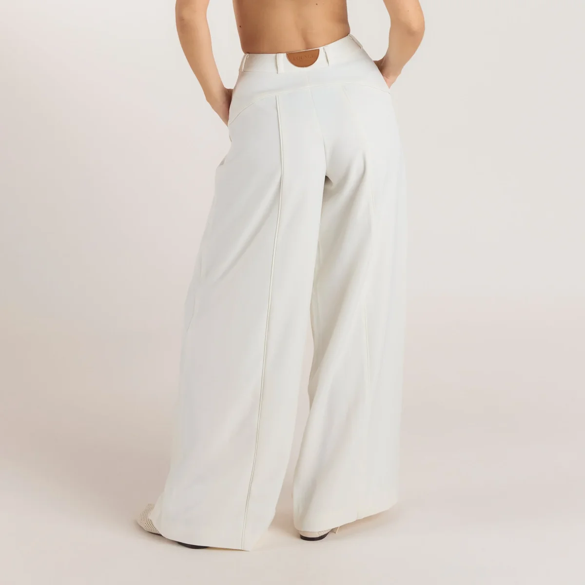 Pantalon Large à Plis - Écru – Image 3