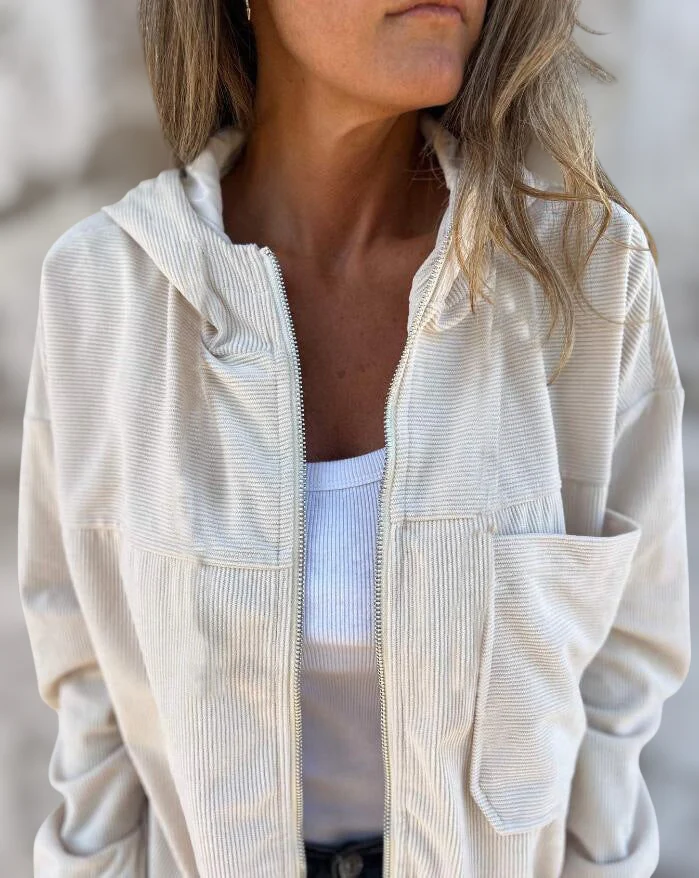 Veste Zippée Légère en Velours Côtelé – Image 4