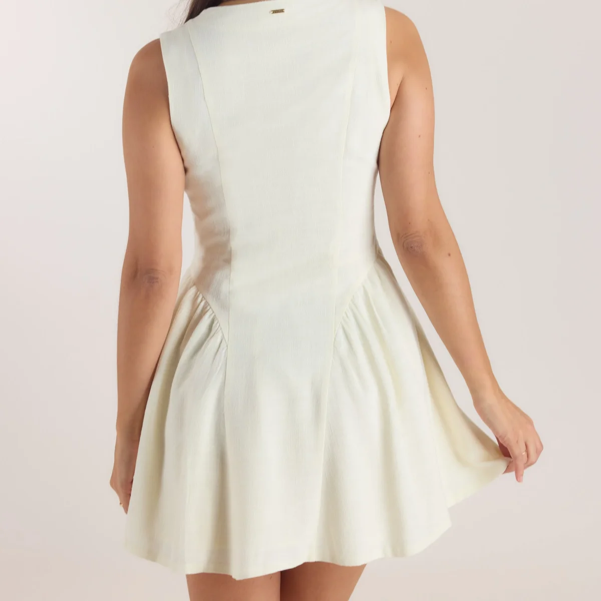 Robe Mini Brodée - Crème – Image 4