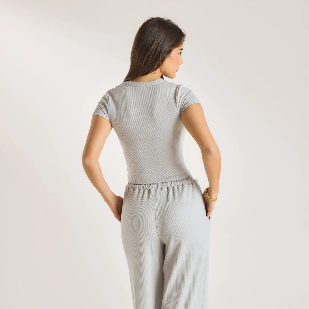 T-Shirt Waffle Baby - Gris Givré – Image 3