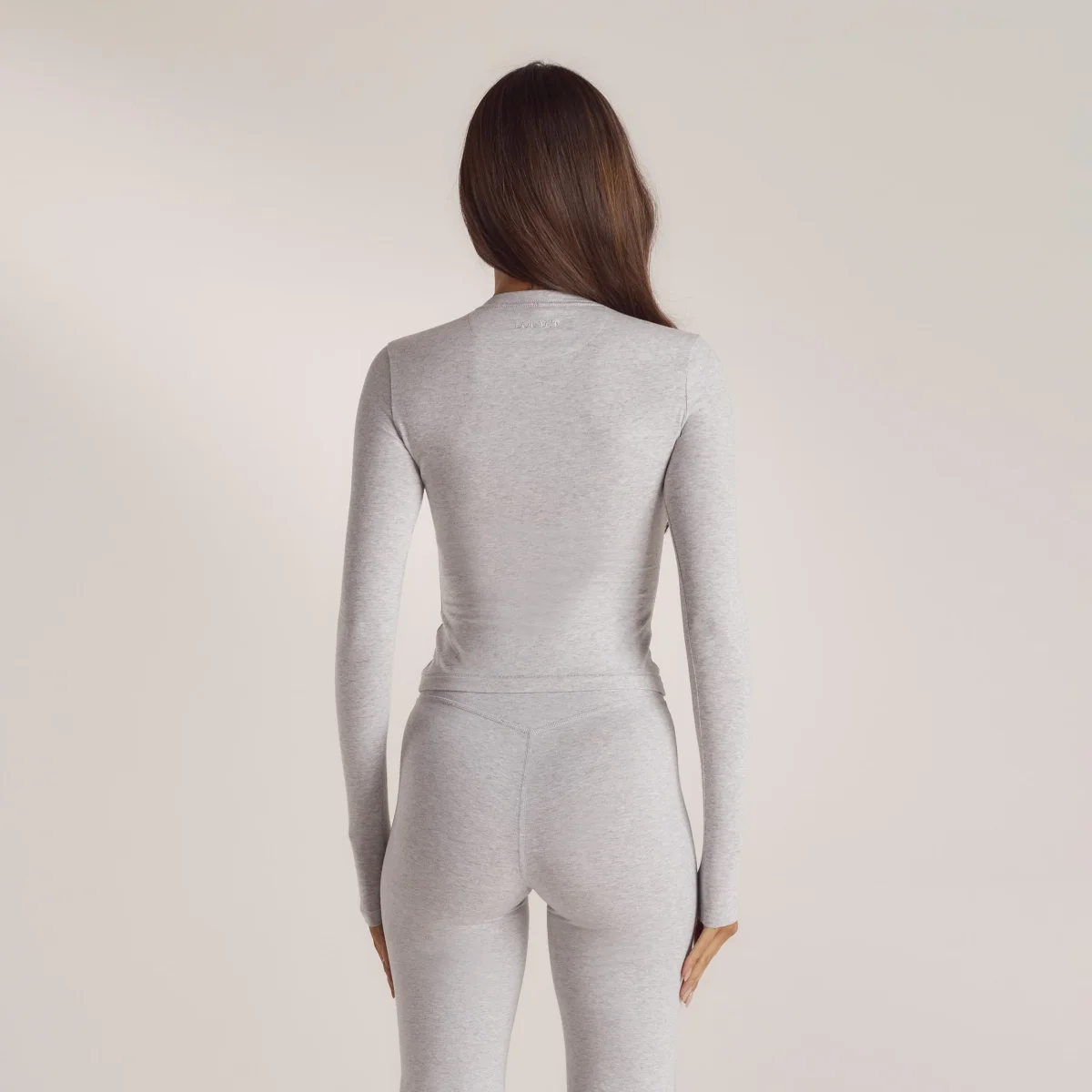 T-Shirt Manches Longues en Coton - Gris Chiné – Image 3