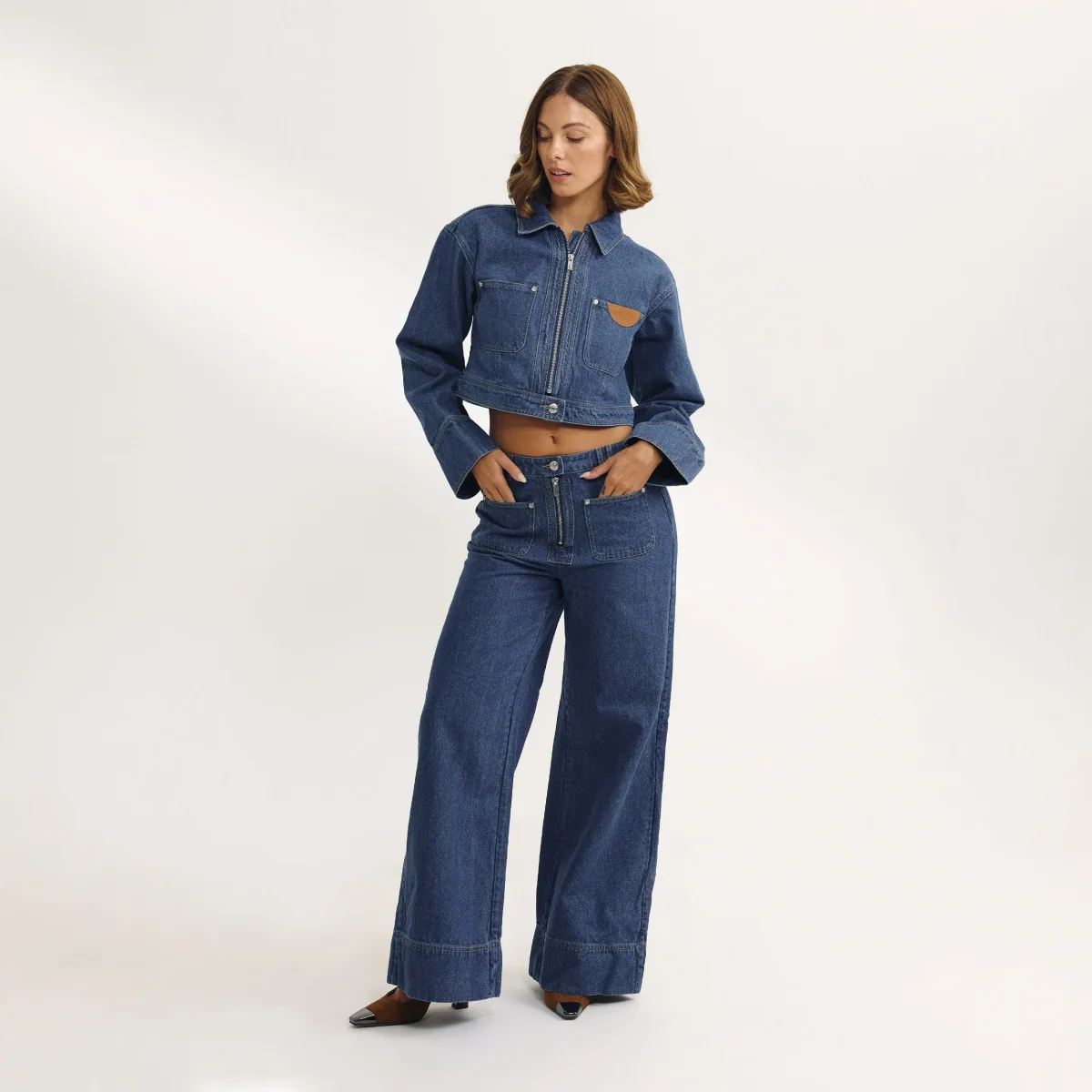 Jean Large Taille Haute - Bleu – Image 4