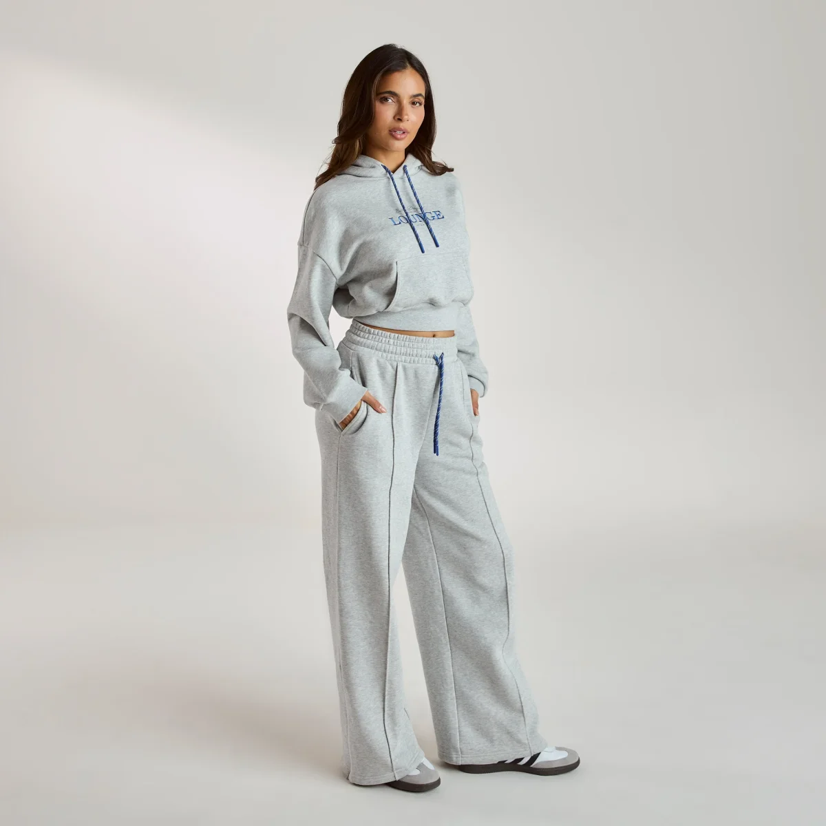 Jogging à Jambe Large - Gris chiné – Image 4