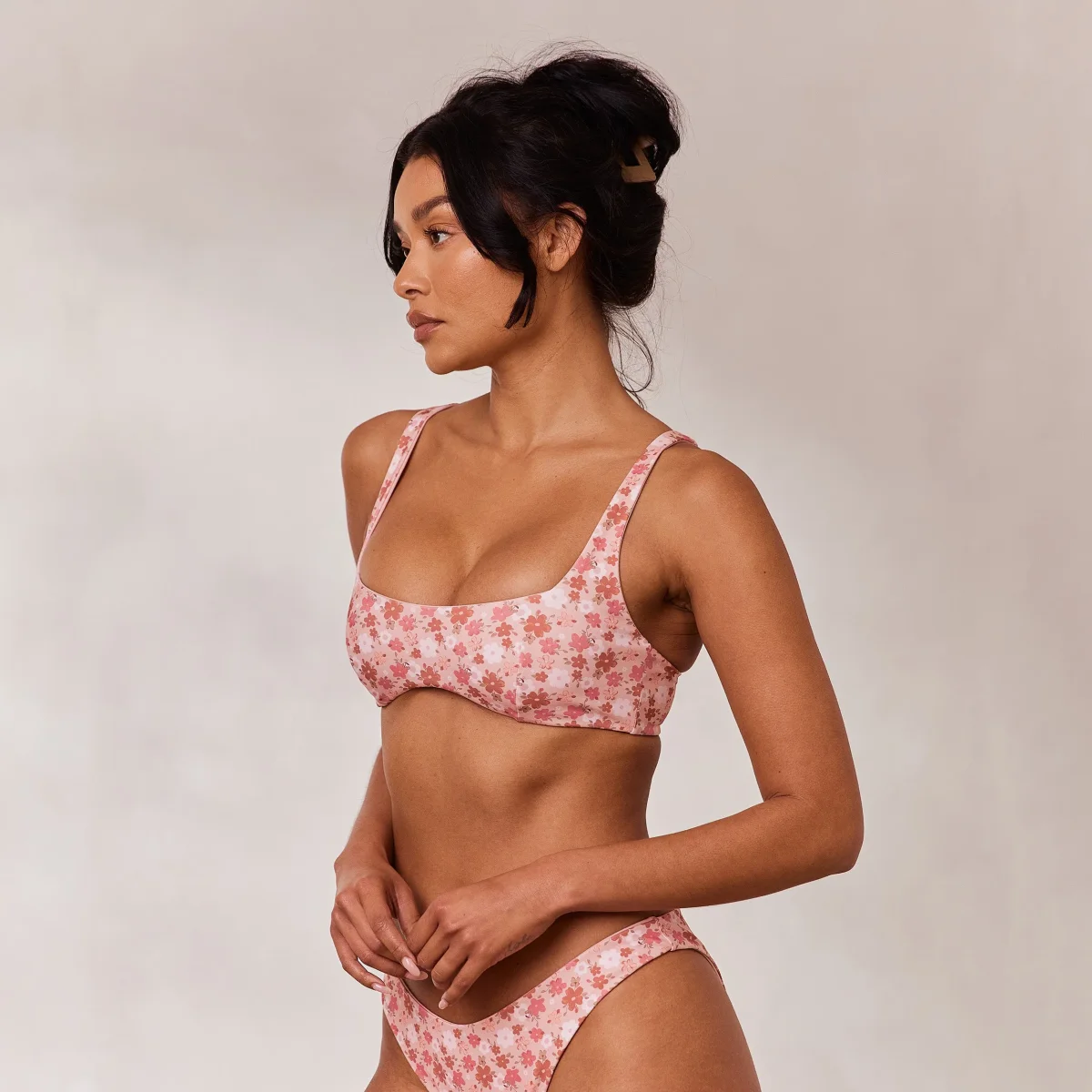 Plongeant Haut de Bikini Réversible - Rose/Floral – Image 7