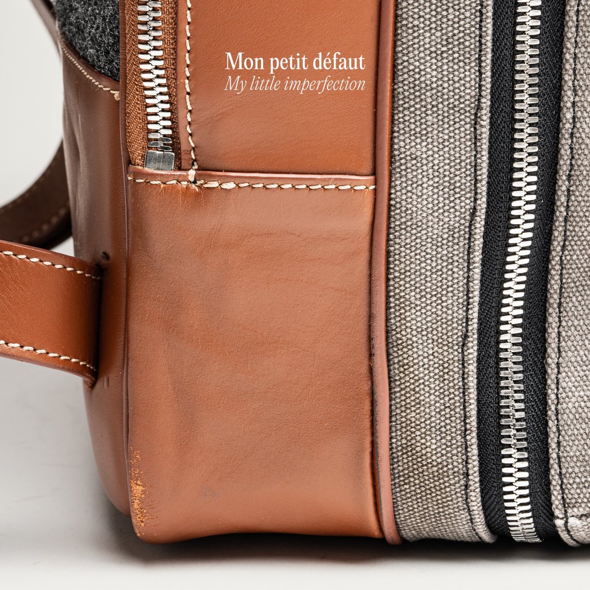 ANTOINE | Toile grise & cuir cognac - Imparfait #35 – Image 3