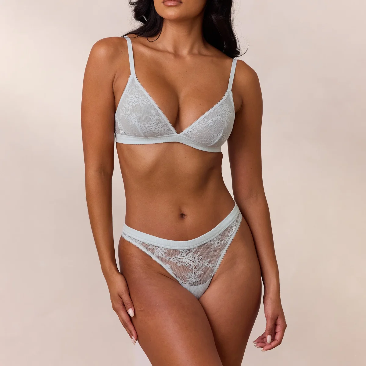 Brassière Lace Triangle - Bleu – Image 4