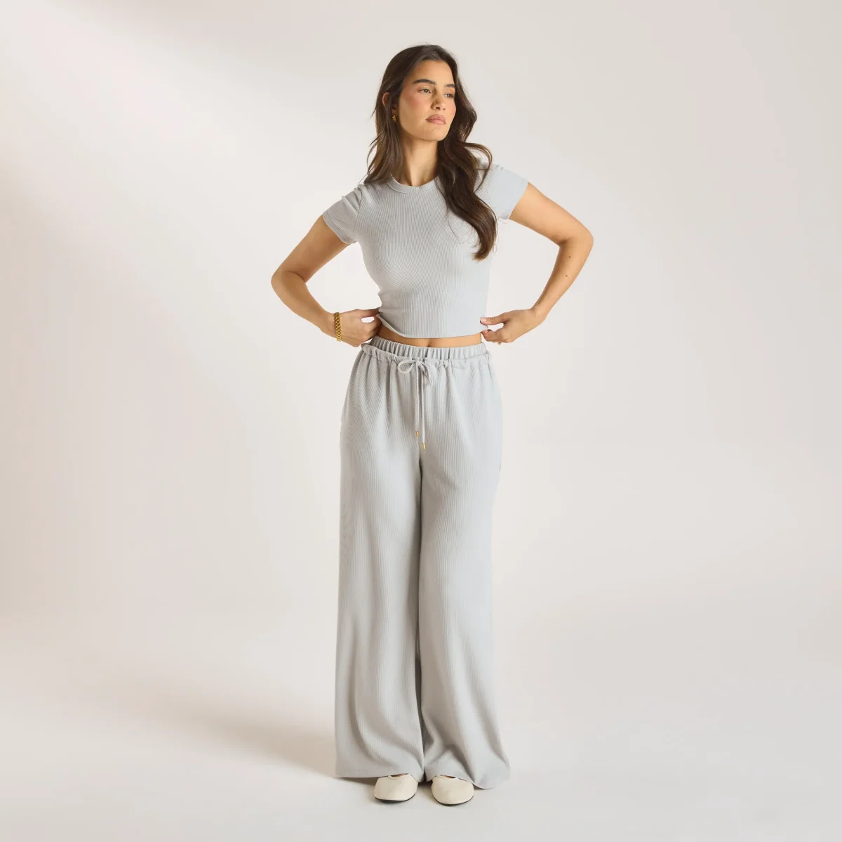 T-Shirt Waffle Baby - Gris Givré – Image 4