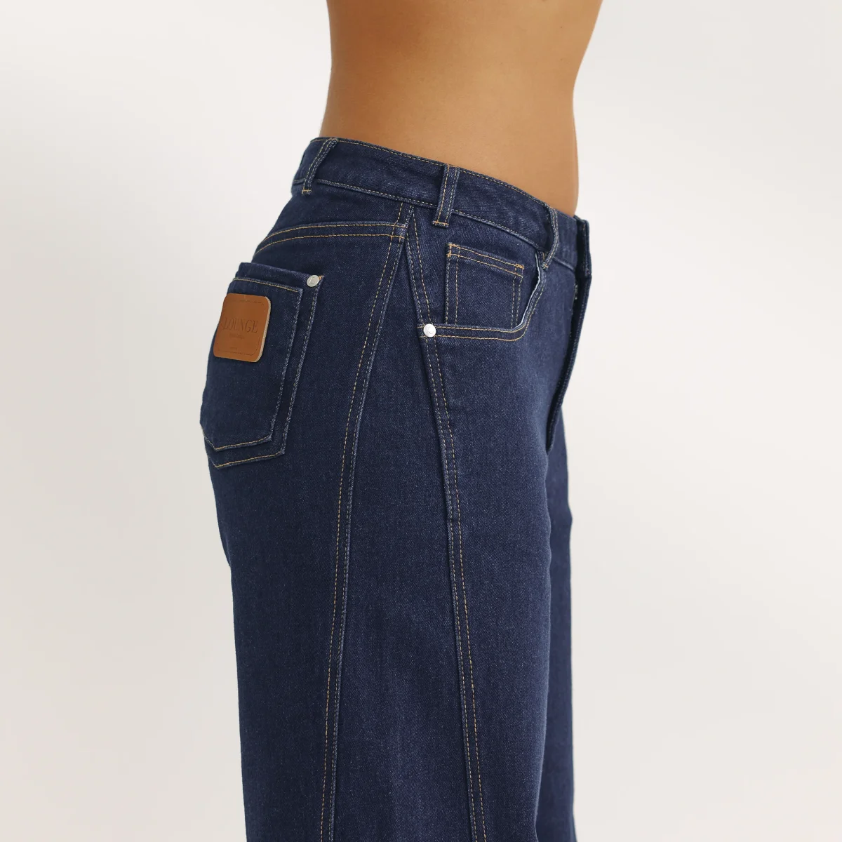 Jean Large à Taille Basse - Indigo – Image 4
