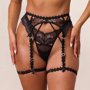G-String et Porte-jarretelles Intimates Xena (Ensemble) - Noir