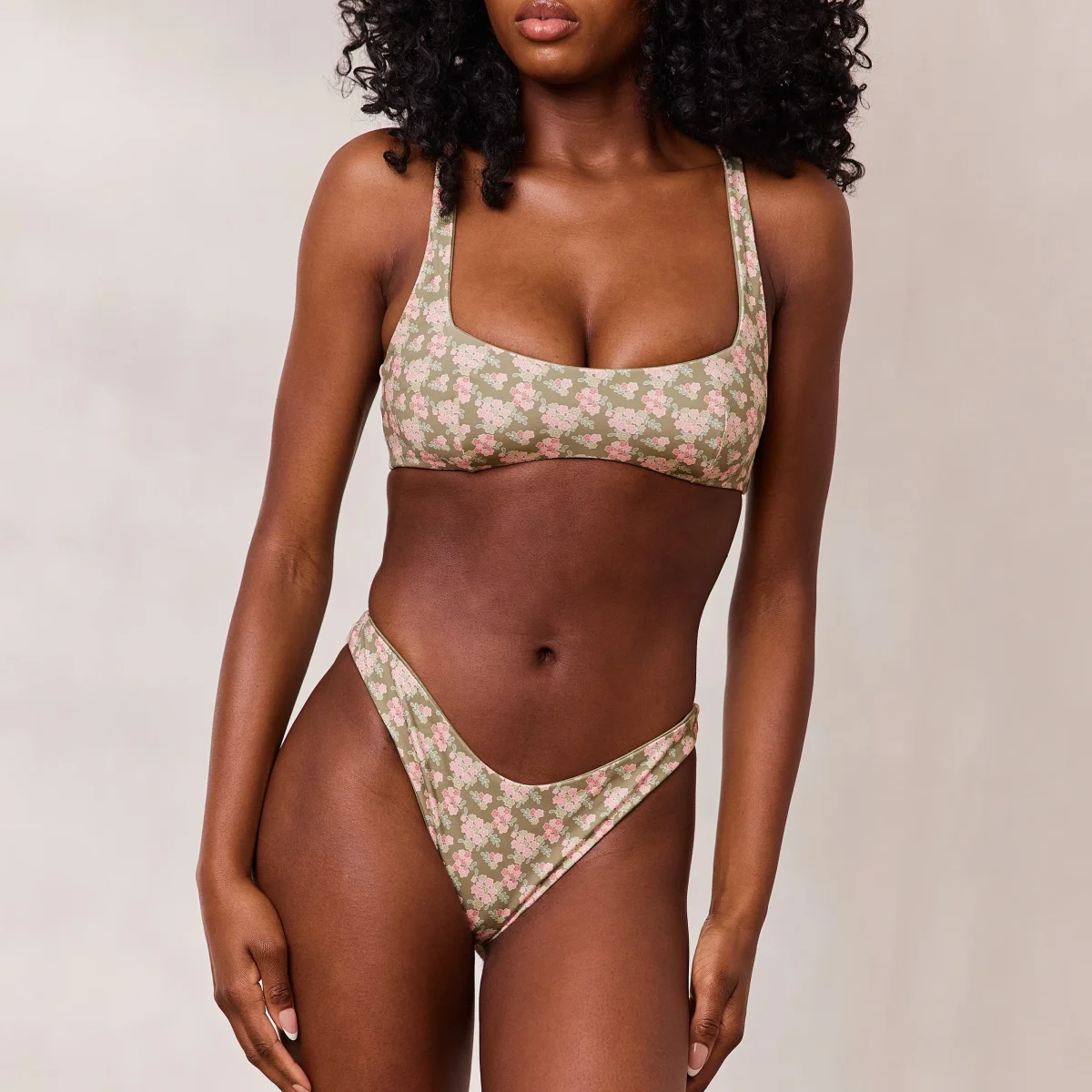 Plongeant Haut de Bikini Réversible - Vert/Floral – Image 5