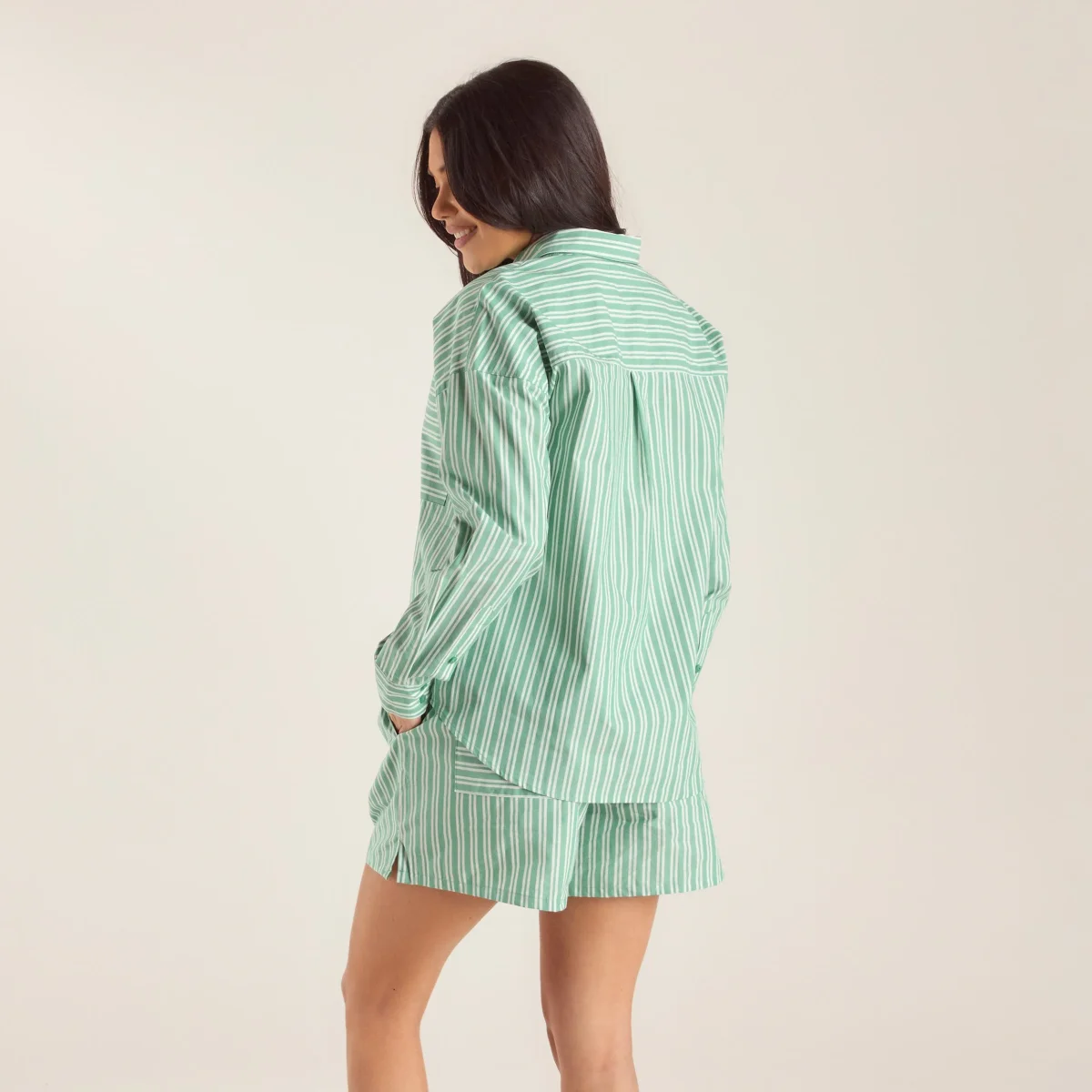Chemise Oversize à Rayures - Vert – Image 5