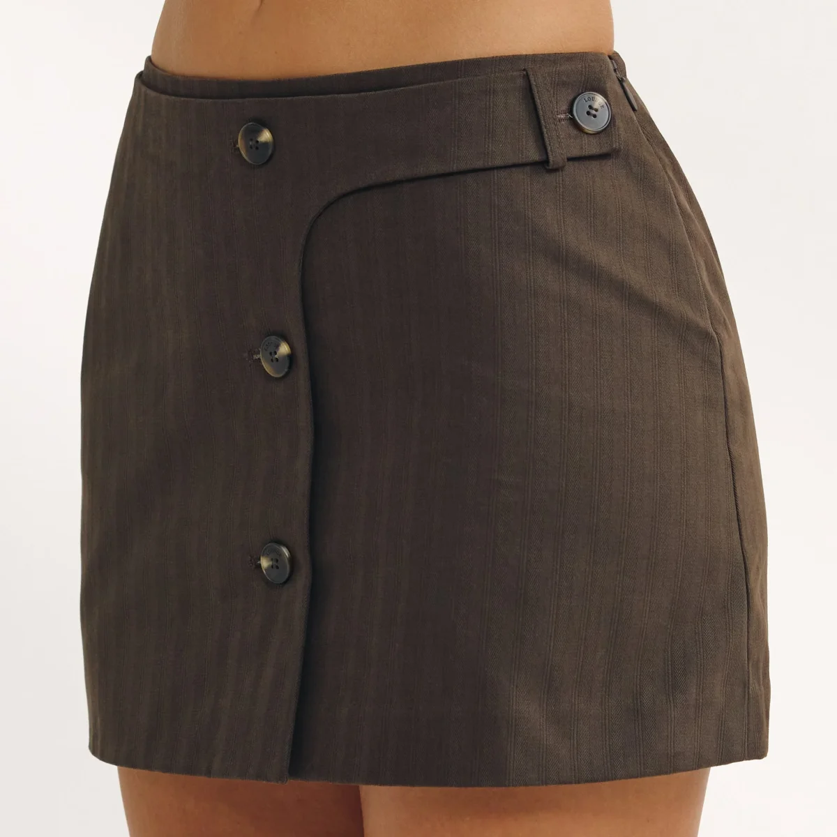 Mini-jupe Boutonnée - Marron Foncé – Image 6