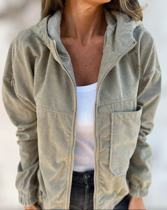 Veste Zippée Légère en Velours Côtelé – Image 3