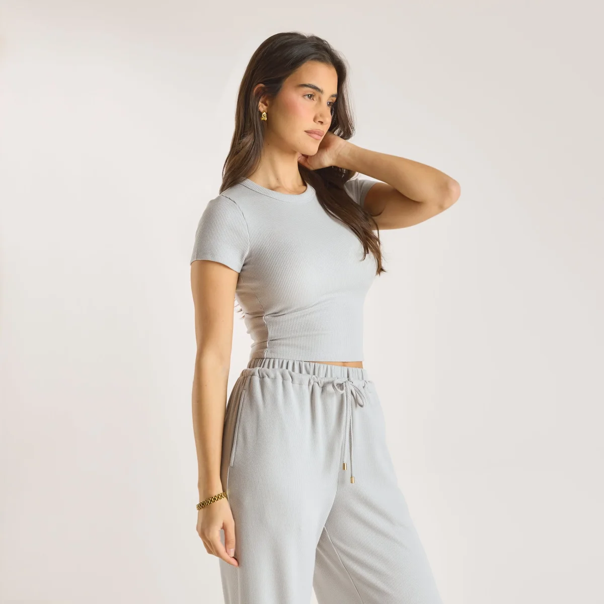 T-Shirt Waffle Baby - Gris Givré – Image 6