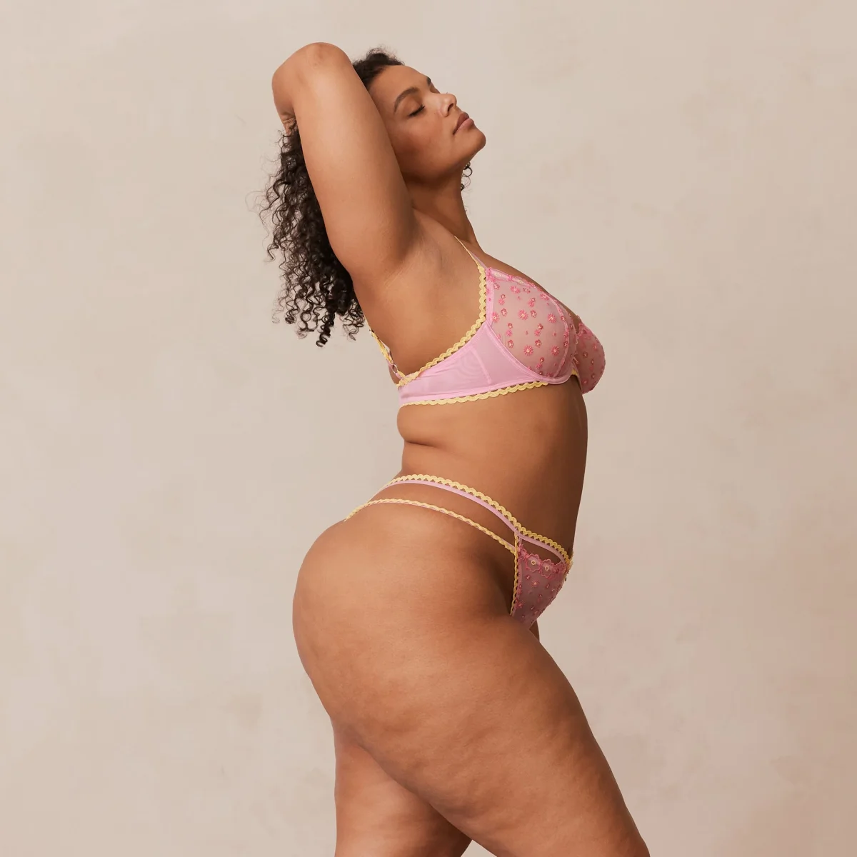 Daisy Embroidered Balcony Soutien-Gorge - Rose – Image 6