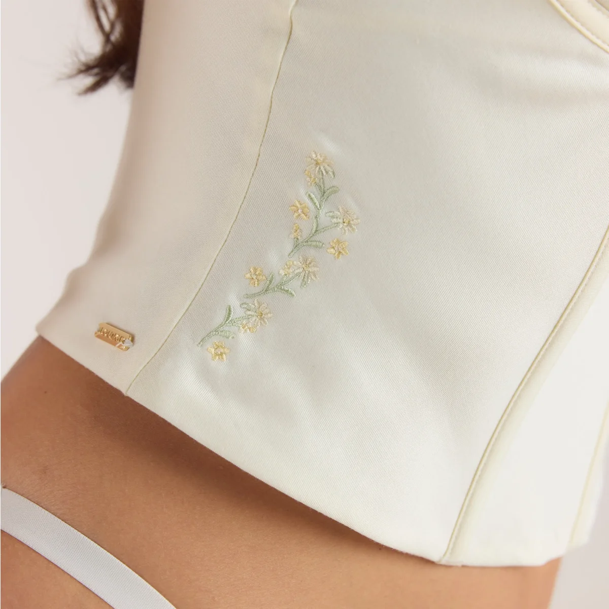 Top Corset à Motif Floral - Crème au beurre – Image 7