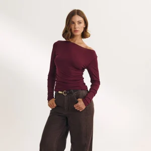 Chemise Transparente à Col Large - Laque cerise