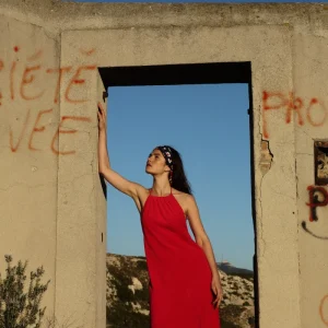 Robe Dos Nu Monica en velours éponge