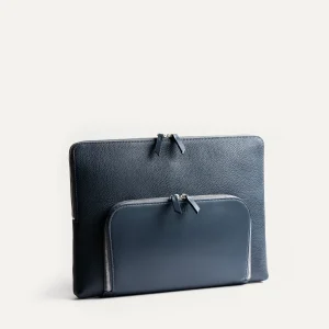 Pochette ordinateur en cuir ~ ANNA - MARINE