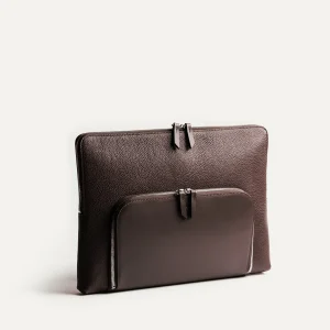 Pochette ordinateur en cuir ~ ANNA - MARRON
