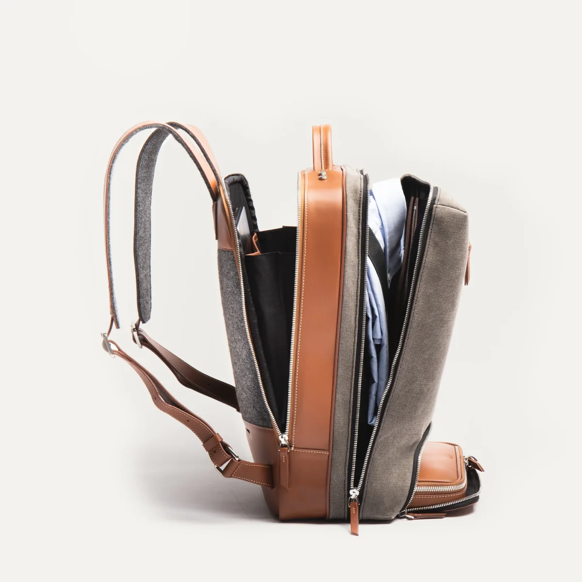 ANTOINE | Toile grise & cuir cognac - Imparfait #35 – Image 4