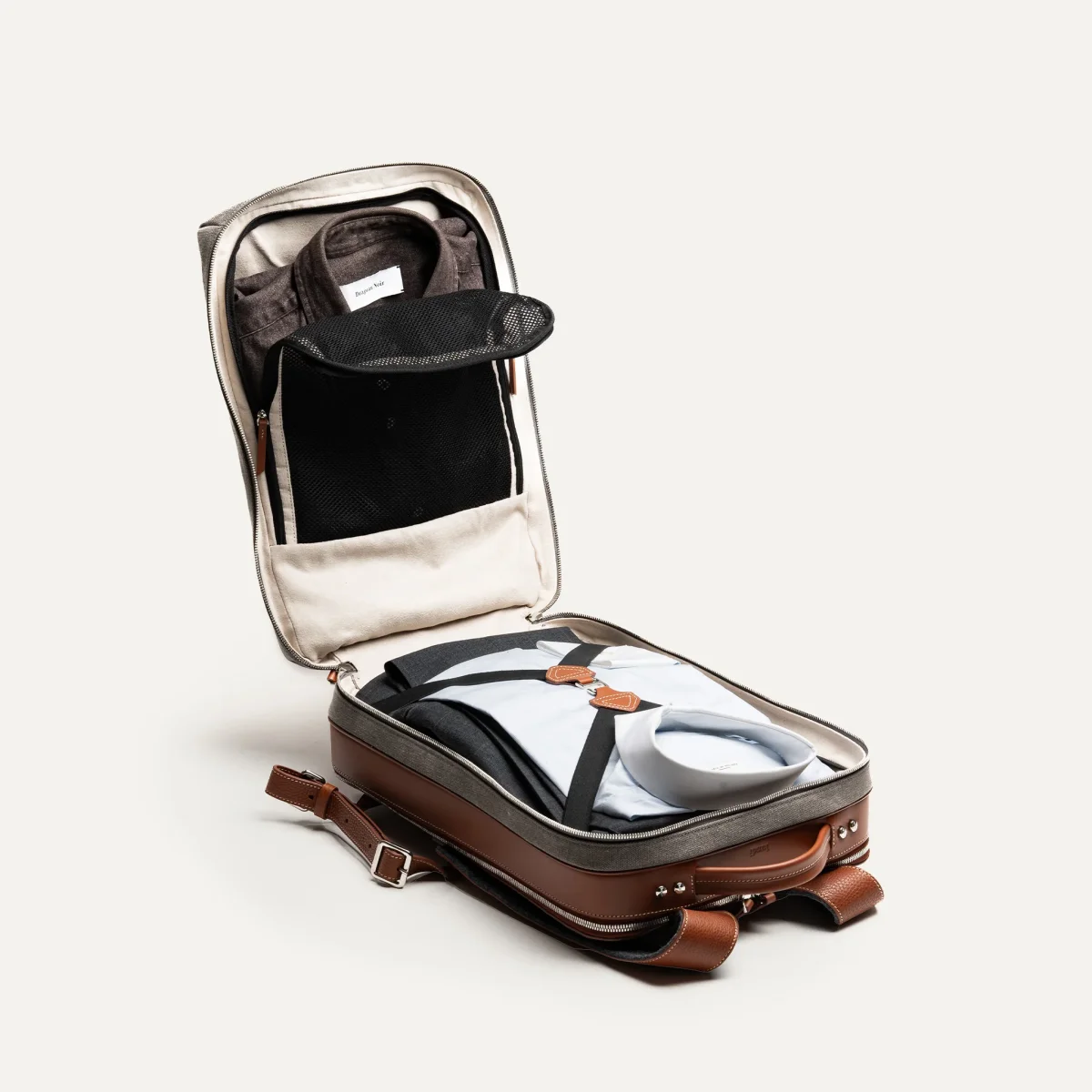 Sac à dos de voyage ~ ANTOINE II - GRIS & COGNAC – Image 7