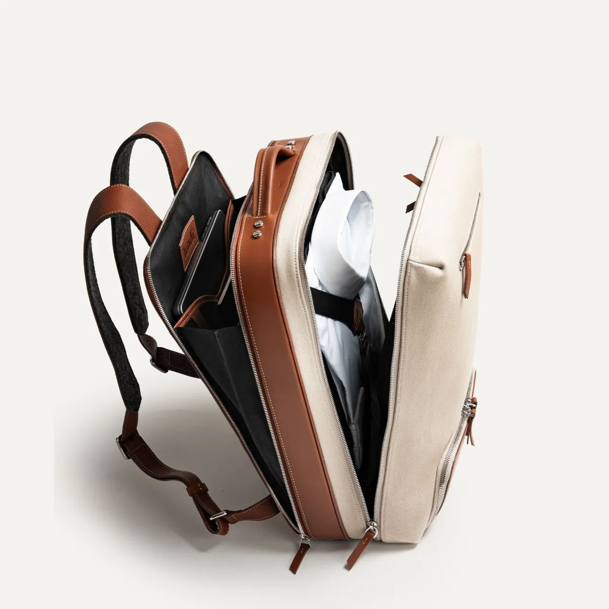 ANTOINE | Toile Sable & cuir cognac – Image 8