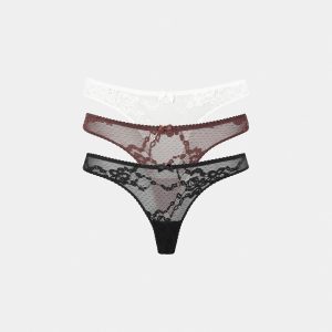 Strings en Dentelle Blossom (Lot de 3) - Noir