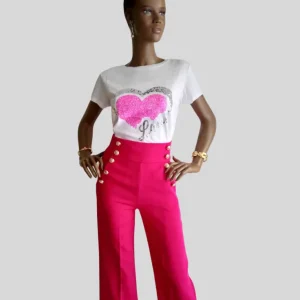 Pantalon large à pont ROSE FUCHSIA